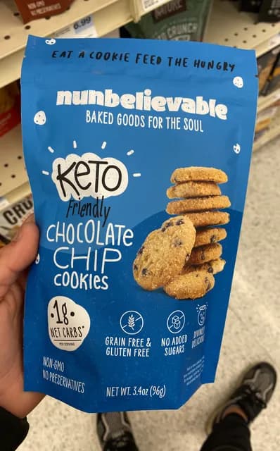 Nunbelievable Keto Friendly Chocolate Chip Cookies