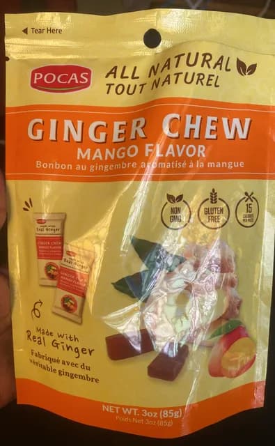Pocas All Natural Ginger Chew Mango Flavor