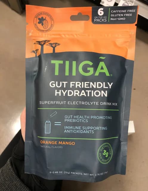 Tiiga Gut Friendly Hydration Orange Mango Natural Flavors