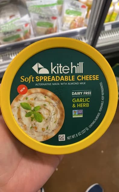 Kite Hill Garlic & Herb Soft Spreadable Cheese Alternative Made With Almond Milk