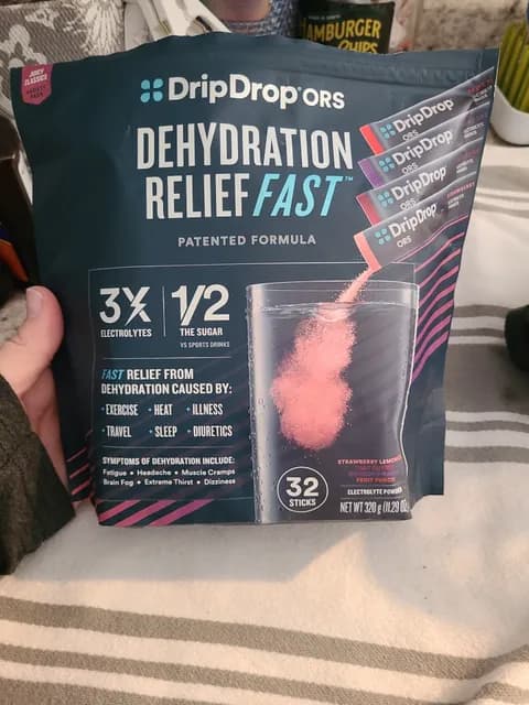 Dripdrop Ors Dehydration Relief Fast Strawberry Lemonade, Tart Cherry, Concord Grape, Fruit Punch Electrolyte Powder
