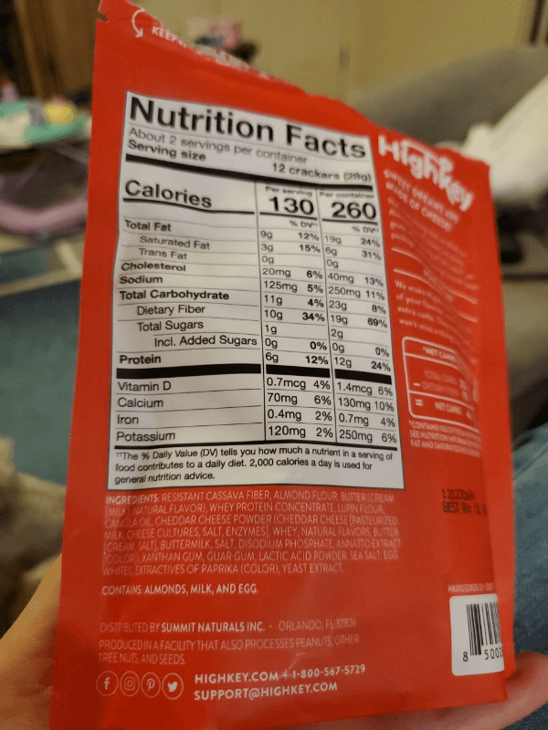 Highkey Almond Flour Cheddar Crackers