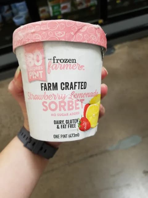 The  Farmer Farm Crafted Strawberry Lemonade Sorbet No Sugar Added