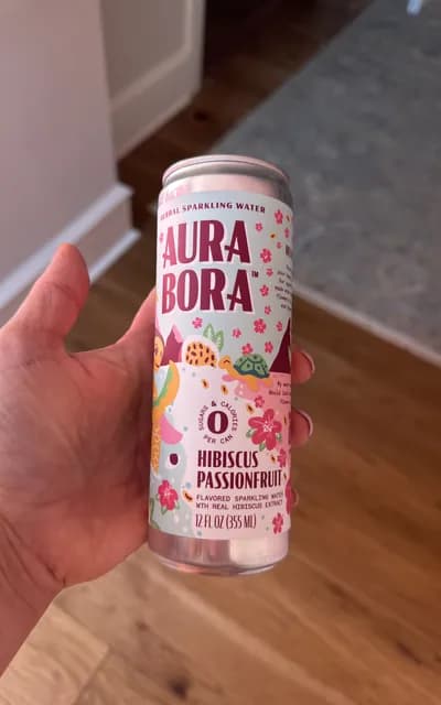 Aura Bora Hibiscus Passionfruit Herbal Sparkling Water