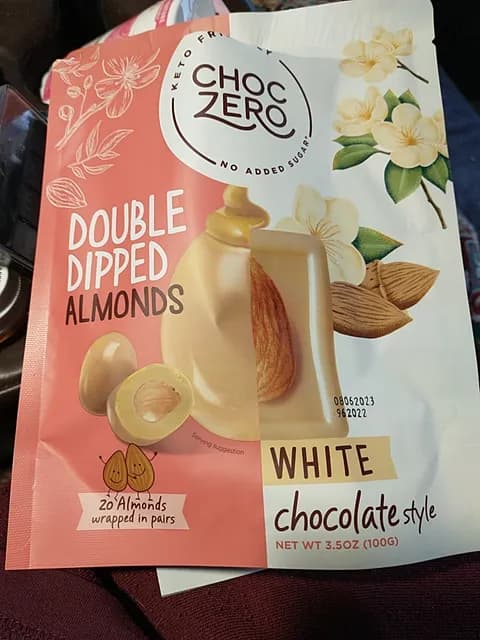 Choc Zero Double Dipped Almonds White Chocolate Style