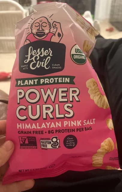 Lesser Evil Plant Protein Power Curls, Himalayan Pink Salt