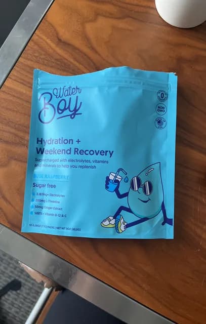 Waterboy Hydration + Weekend Recovery Drink Mix Blue Raspberry