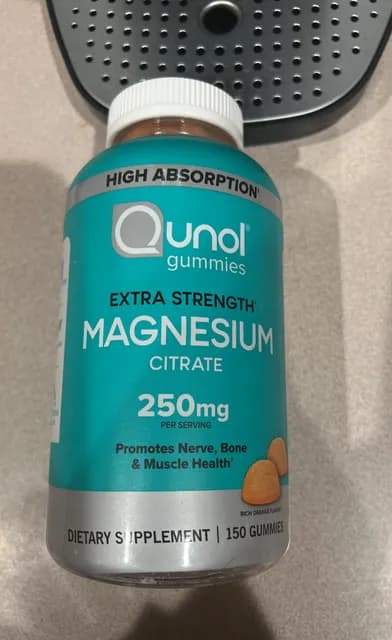 Qunol Extra Strength Magnesium Citrate Rich Orange Flavor Gummies