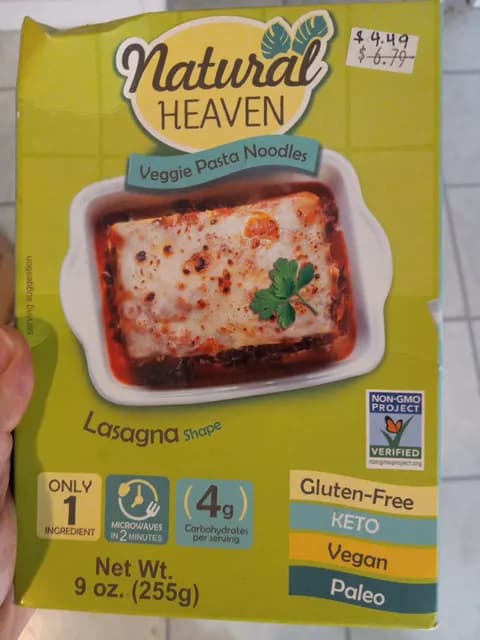 Natural Heaven Veggie Pasta Noodles Lasagna Shape