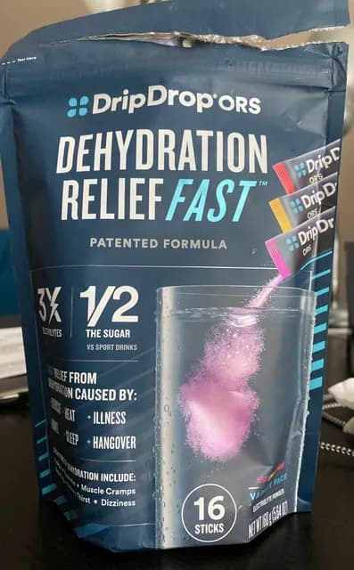 Dripdrop Ors Dehydration Relief Fast Berry Lemon Watermelon Variety Pack Electrolyte Powder