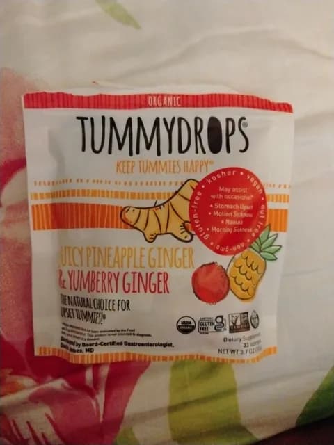 Tummydrops Organic Juicy Pineapple Ginger & Yumberry Ginger 33 Lozenges