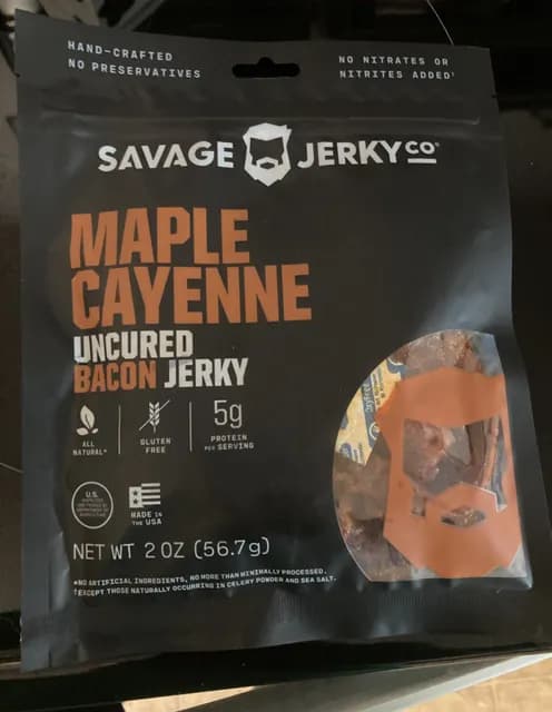 Savage Jerky Co. Maple Cayenne Uncured Bacon Jerky