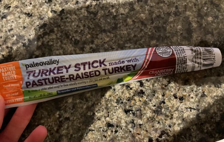 Paleovalley Turkey Stick Made With Pasture-Raised Turkey Cranberry Orange