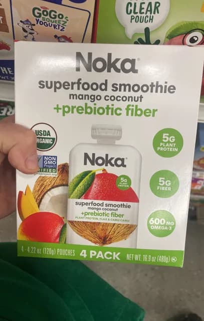 Noka Superfood Smoothie Mango Coconut + Prebiotic Fiber Pouches
