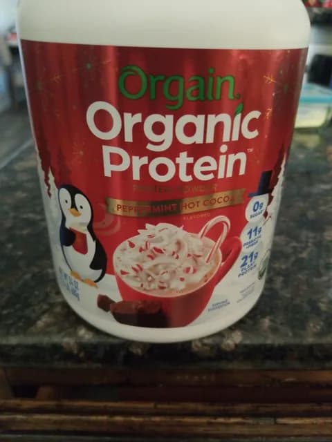Orgain Organic Protein Powder Peppermint Hot Cocoa