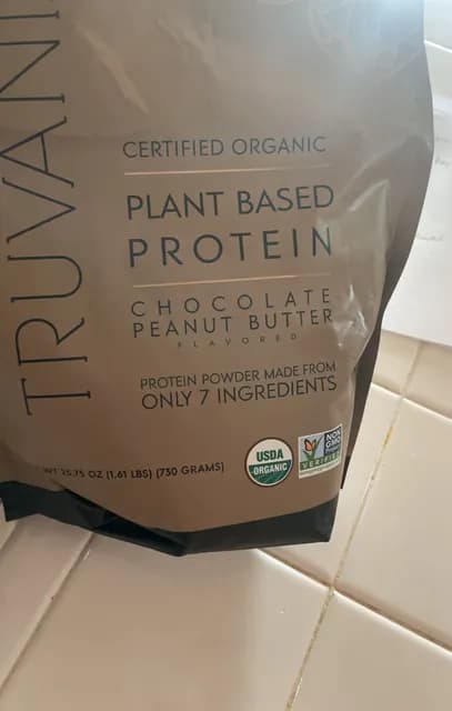 Truvani Certified Organic Plant Based Protein Chocolate Peanut Butter Flavored
