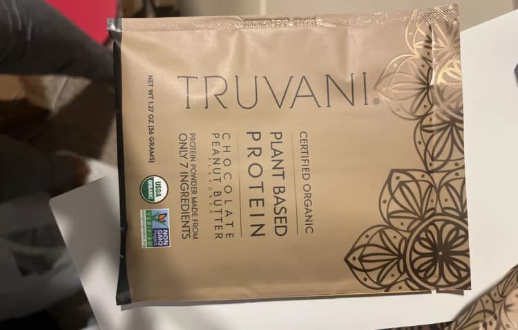 Truvani Certified Organic Chocolate Peanut Butter Plant Based Protein Powder