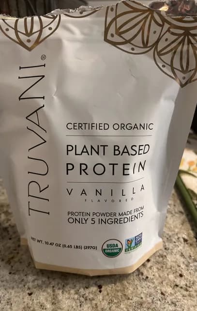 Truvani Certified Organic Plant Based Vanilla Protein Powder