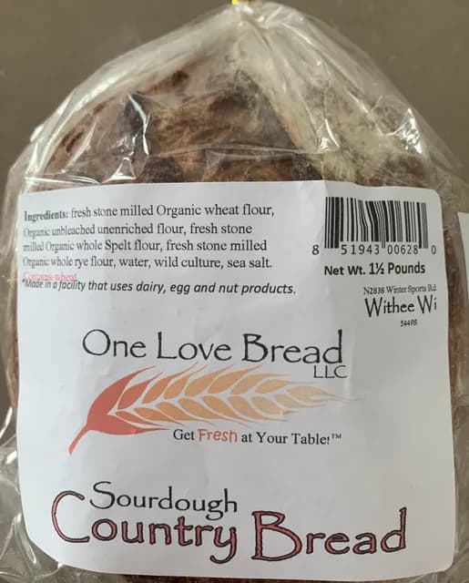 One Love Bread Sourdough Country Bread