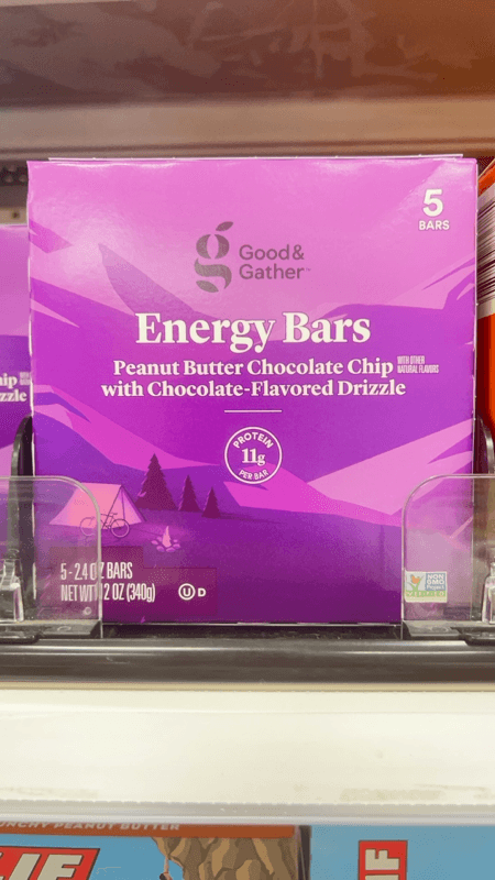 Good & Gather Energy Bars Peanut Butter Chocolate Chip With Chocolate-Flavored Drizzle