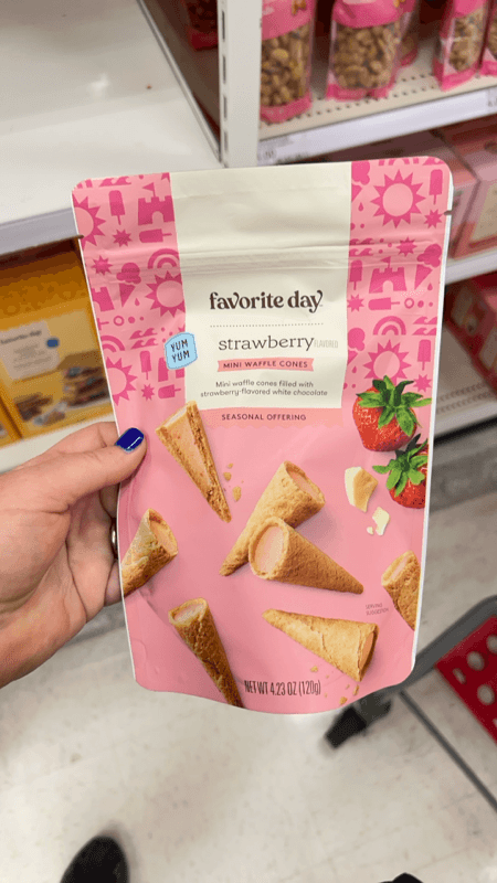 Favorite Day Strawberry Flavored White Chocolate Mini Waffle Cones