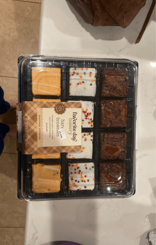 Favorite Day Bakery Harvest Brownies Pumpkin Spice, White Iced And Caramel Brownies
