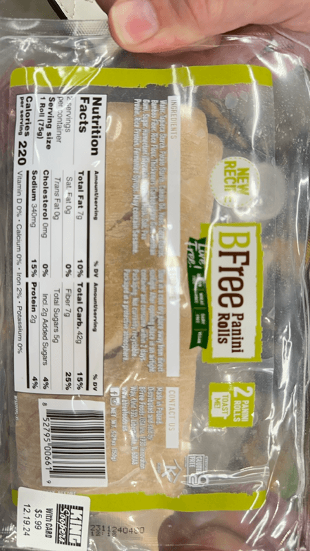 Is it Cashew Free? Bfree Panini Rolls