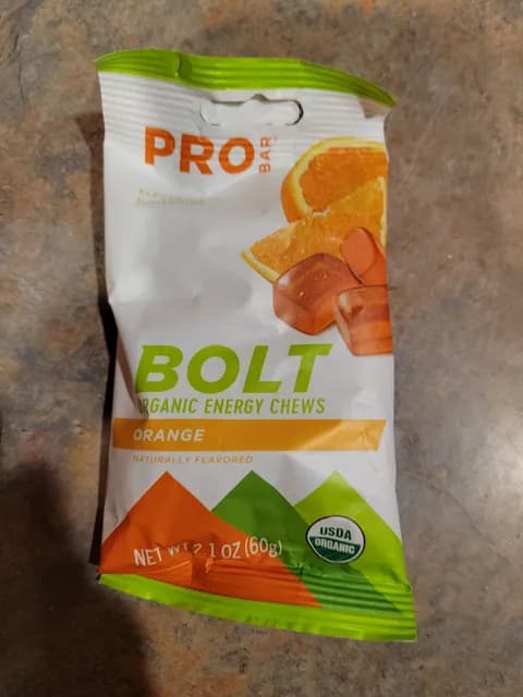 Probar Bolt Organic Energy Chews, Orange Flavor