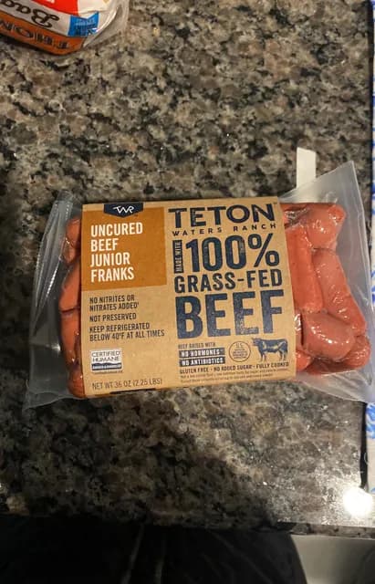 Teton Waters Ranch 100% Grass-Fed Beef Uncured Beef Junior Franks