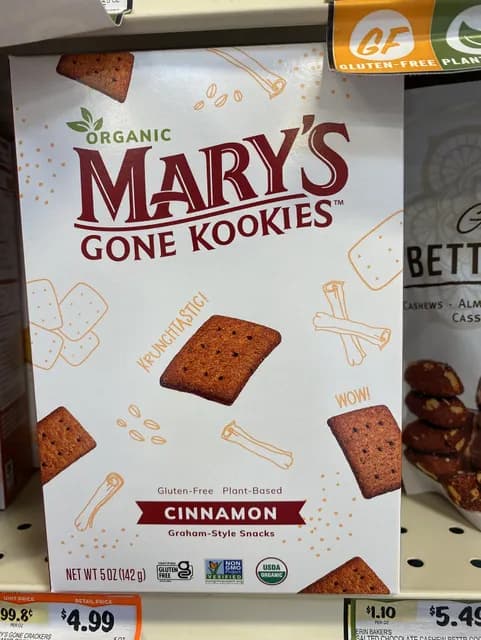 Mary'S Gone Kookies Cinnamon Graham-Style Snacks
