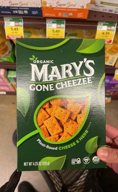 Mary'S Organic Gone Cheezee Crackers Plant-Based Cheese & Herb Flavor