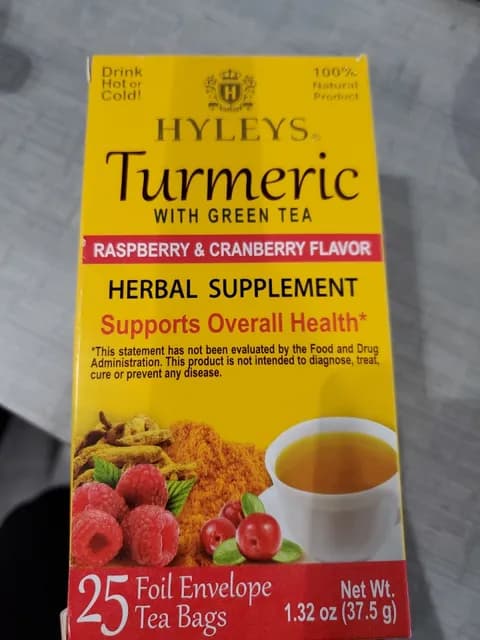 Hyleys Turmeric With Green Tea Raspberry & Cranberry Flavor