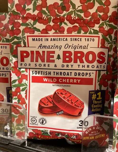 Pine Bros For Sore & Dry Throats Drops Wild Cherry