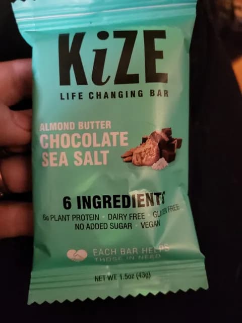 Kize Life Changing Bar Almond Butter Chocolate Sea Salt