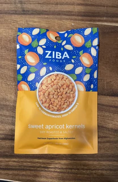 Ziba Foods Sweet Apricot Kernels Dry Roasted & Salted