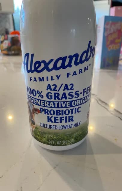 Alexandre Family Farm A2/A2 100% Grass-Fed Regenerative Organic Probiotic Kefir Cultured Lowfat Milk