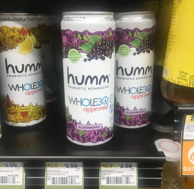 Humm Whole30 Approved Probiotic Kombucha Elderberry