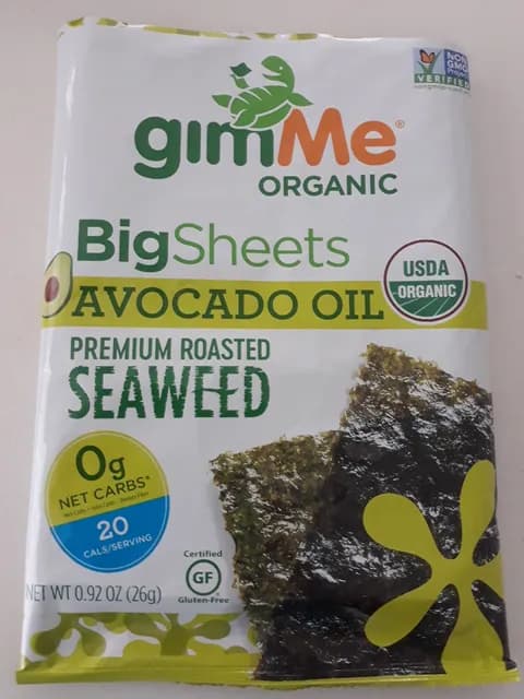 Gimme Organic Bigsheets Avocado Oil Premium Roasted Seaweed