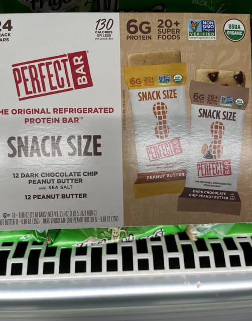 Perfect Bar Snack Size Dark Chocolate Chip Peanut Butter With Sea Salt And Peanut Butter Protein Bar