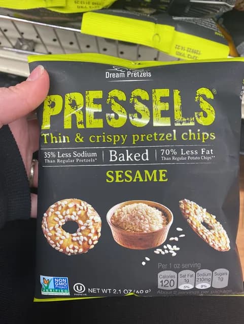 Dream Pretzels Pressels Thin & Crispy Pretzel Chips, Sesame