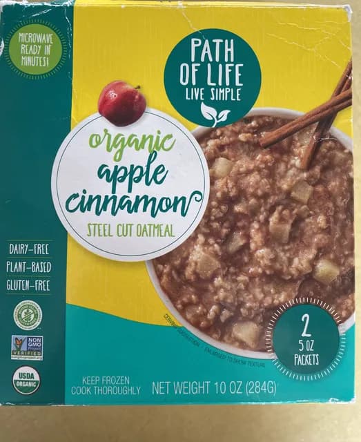 Path Of Life Live Simple Organic Apple Cinnamon Steel Cut Oatmeal