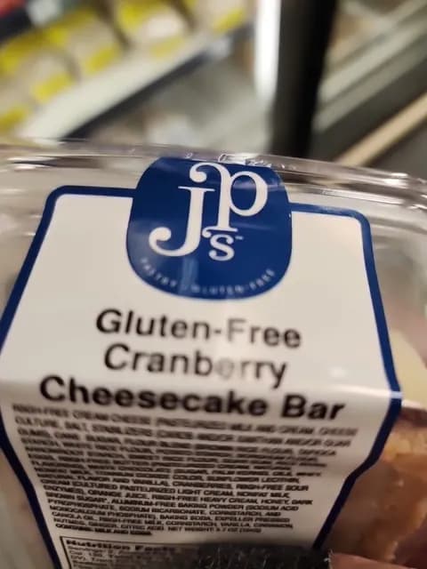 Jp'S Gluten-Free Cranberry Cheesecake Bar