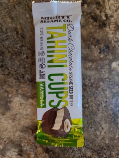 Mighty Sesame Co. Dark Chocolate Sesame Seed Butter Tahini Cups Vanilla