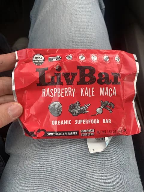 Livbar Raspberry Kale Maca Organic Superfood Energy Bar