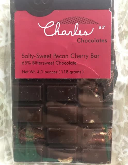 Charles Chocolates Salty-Sweet Pecan Cherry Bar