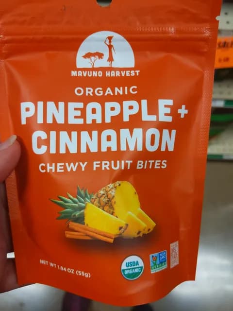 Mavuno Harvest Organic Pineapple + Cinnamon Chewy Fruit Bites