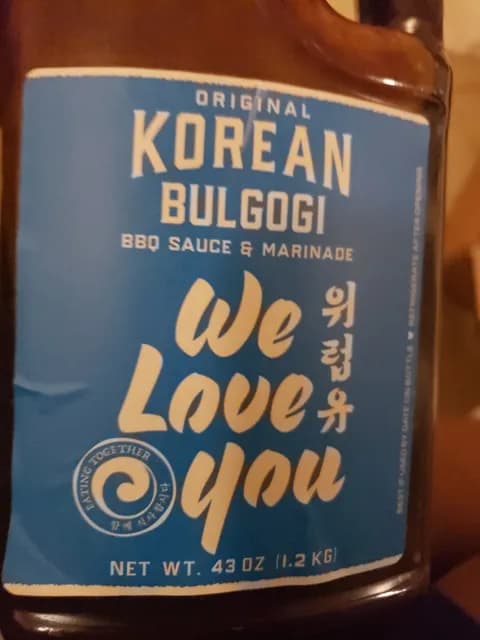 We Love You Original Bulgogi Bbq Sauce & Marinade