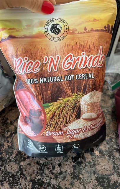 Pride Foods Rice 'N Grinds 100% Natural Hot Cereal Brown Sugar & Cinnamon