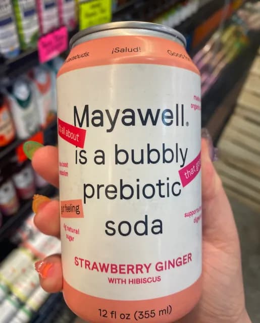 Mayawell Strawberry Ginger With Hibiscus Bubbly Prebiotic Soda