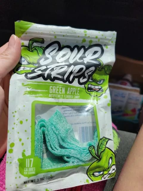 Sour Strips Green Apple Flavored Candy